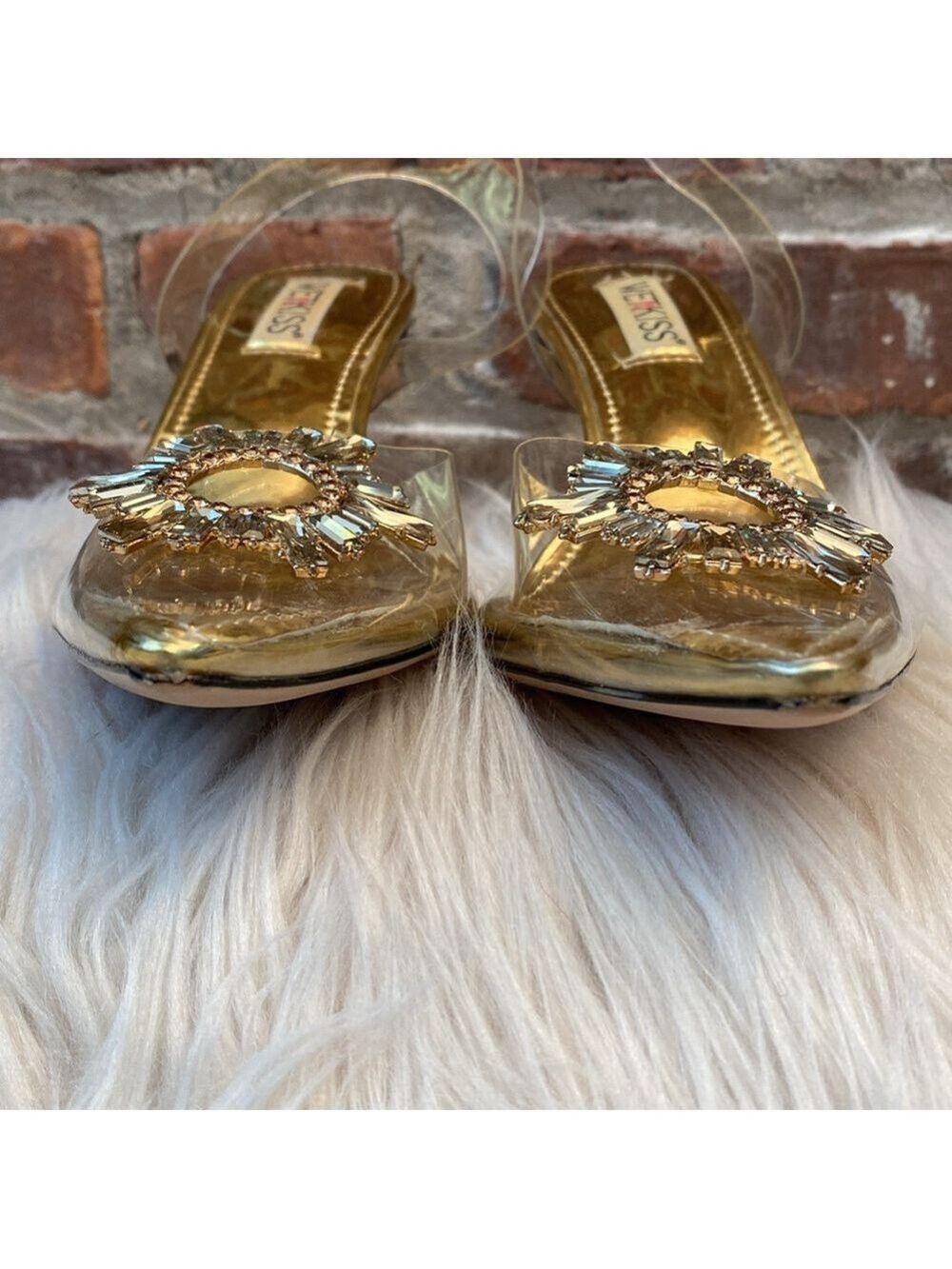 Wetkiss Clear and Gold Slingback Heels, Size 9 - Picture 11 of 17